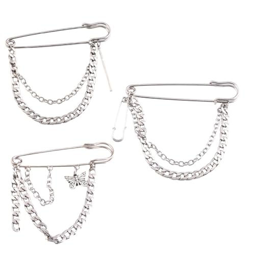 FOMIYES 3 Stück Retro Broschen Stylische Vintage Anstecknadeln mit Metallkette Modische Corsage für Kleidung Hip hop Streetstyle Eleganter Reversschmuck für Damen und Herren von FOMIYES