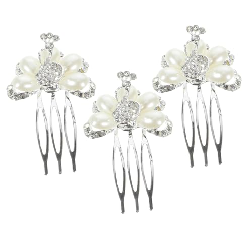 FOMIYES 3 Stück Rhinestone Haarkamm Teilig Brautschmuck mit Perlen und Legierung Eleganter Haarschmuck für Hochzeit Party Braut und Blumenmädchen Sicheres Halten Ziehen Vielseitiges von FOMIYES