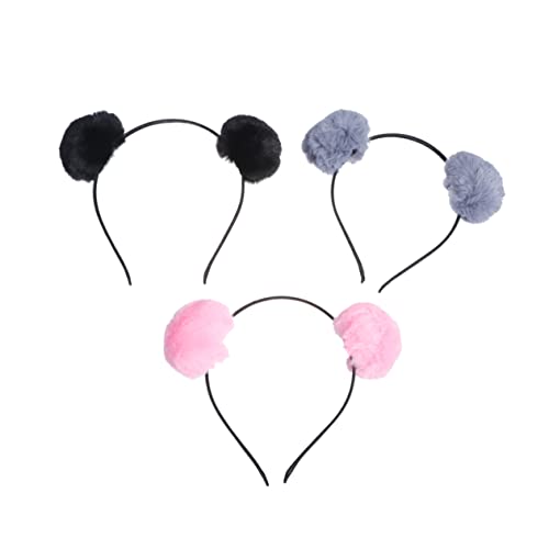 FOMIYES 3st Flauschiges Ball-stirnband Fellknäuel Haarschmuck Flauschiger Haarreif Bommel Haarband Plüsch-ball-stirnband Pinkes Bommel-stirnband Haarball Kugel-stirnband Baby von FOMIYES