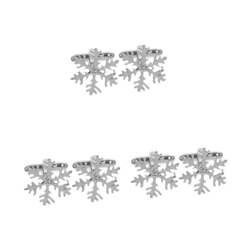 FOMIYES 3 Stück Schneeflocken Manschettenknöpfe aus Kupfer Silberfarben Einzigartiges Design Verarbeitung Schmuck Dekoration für Hemden Geeignet für Herren und Damen Festliche Anlässe Wie von FOMIYES