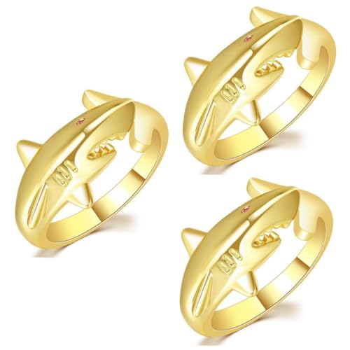 FOMIYES 3 Stück Shark Ring für Damen Verstellbarer Offener Ring Robustem im Maritimen Design Perfektes für Besondere Anlässe Festliche Veranstaltungen von FOMIYES