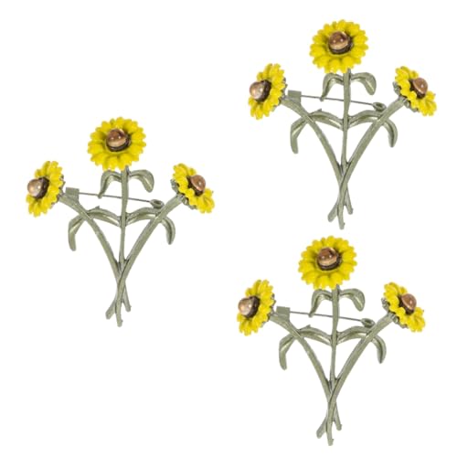 FOMIYES 3 Stück Sonnenblumen-Brosche Sonnenblumen-Pin-Brosche Kleiderbrosche aus Metall süße dekorative Blumenbrosche Flower Design Brosche Pin Abzeichen Hutbrosche Party Brosche Legierung von FOMIYES