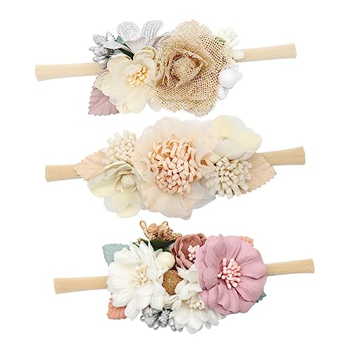 FOMIYES 3st Stirnband Baby Blumen Babyfotografie Haarband Kopftuch Mit Blumenmuster Für Babys Haarband Mit Blumenmuster Für Babys Stirnbänder Gebrochenes Haar Zubehör Kind Stoff von FOMIYES