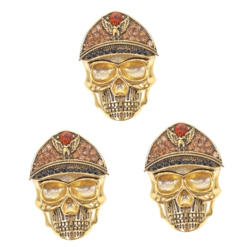 FOMIYES 3 Stück Strass Schädel Brosche Pin Edle Halloween Kleidung Accessoire Realistisches Design Verarbeitung Vielseitig für Damen Herren Jacken Schals Taschen Geeignet von FOMIYES