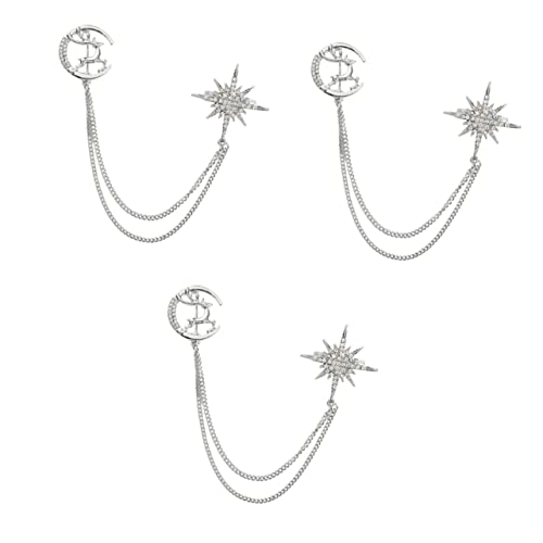 FOMIYES 3 Stück Stylische Achtzackstern Brosche für Damen Niedlicher Anstecker mit Kette Dekorative Brustnadel Modisches Accessoire für Kleidung von FOMIYES