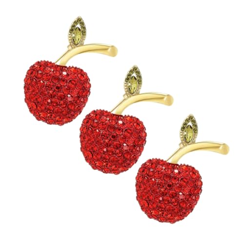 FOMIYES 3stücke Broschennadel Mit Strasssteinen Süße Rote Apfelbrosche Anstecknadel Für Kleider Und Schals Dekorativer Schmuck Für Festliche Anlässe Und Alltägliche Outfits von FOMIYES