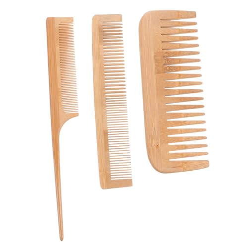 FOMIYES 3 Stück Teiliges Bambus Kamm mit Breiten und Feinen Entwirrt und Massiert Haar für Damen und Herren Vielseitig für Salon Friseur und Tägliche Geeignet von FOMIYES