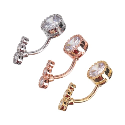 FOMIYES 3 Stück Teiliges Bauchnabelpiercings mit Zirkonia Stilvolle Bauchdeko für Damen Silber Roségold und Gold für Alltag und Besondere Anlässe von FOMIYES