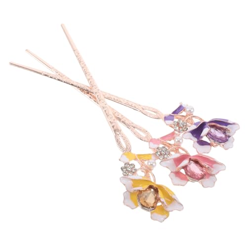 FOMIYES 3 Stück Teiliges Chinesisches Haarstab Blumenmotiv Traditionelle Hanfu Haarnadeln aus Robustem Material Leichte Chignon Headwear für Damen und Mädchen Eleganter Haarschmuck für von FOMIYES