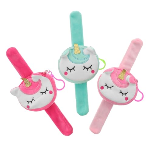 FOMIYES 3 Stück Teiliges Einhorn Plush Snap Armband Weiches Snapband mit Münzfach Leichte Handgelenkstasche für Mädchen und Jungen Hautfreundlich Sicher und Praktisch für Unterwegs von FOMIYES