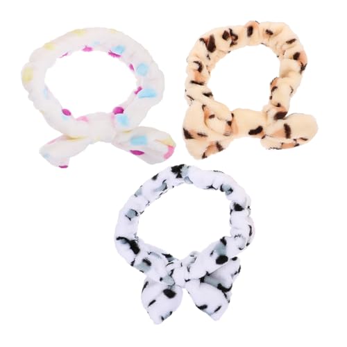 FOMIYES 3 Stück Teiliges Fleece Make Up Stirnband mit Schleife Elastisches Weiches Haarband zum Waschen und Kosmetik für Damen Geeignet Komfortabel und Langlebig Modisches Geschenkset von FOMIYES
