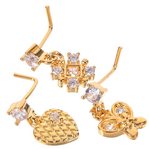 FOMIYES 3 Stück Teiliges Förmiges Nasenpiercing für Damen mit Zirkonia Sicher Sitzende Nasenstecker Modischer Nasenschmuck für Alltag und Besondere Anlässe von FOMIYES