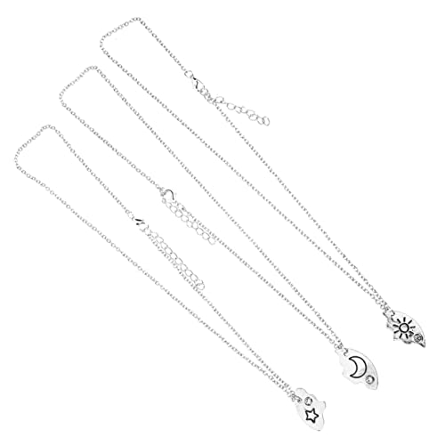FOMIYES 3 Stück Teiliges Freundschaftsketten Set mit Mond und Sternanhänger Silberfarbene Damen Halskette Eleganter Schmuck mit Passendem Design Komfortabel und Langlebig für Freundinnen von FOMIYES