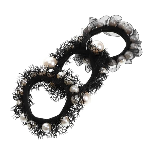 FOMIYES 3 Stück Teiliges Haargummis mit Perlen und Spitzen Elastische Schonende Haarringe aus Baumwolle Strapazierfähige Haarschleifen für Damen und Mädchen Haarschonend frei von von FOMIYES