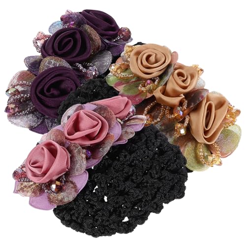FOMIYES 3 Stück Teiliges Haarnetz für Dutt mit Blumenmuster Weiches Stoff Haarnetz Rutschfestes Haaraccessoire für Damen Geeignet für Pflegeberufe Ballett Bühne und Alltag von FOMIYES