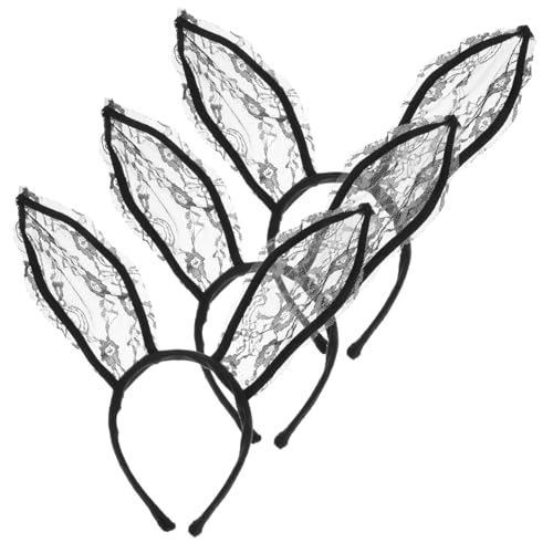 FOMIYES 3 Stück Teiliges Hasenohren Haarband mit Spitzen Design Niedliches Bunny Ear Cosplay Stirnband für Damen und Charmantes Party und Karneval Kopfschmuck Zubehör von FOMIYES