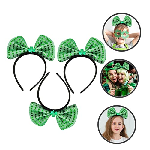 FOMIYES 3 Stück Teiliges Kleeblatt Haarband mit Pailletten Patrick's Day Stirnband Grüner Party Kopfschmuck Handgefertigtes Haarschmuck für Erwachsene Festliche Foto Requisite von FOMIYES