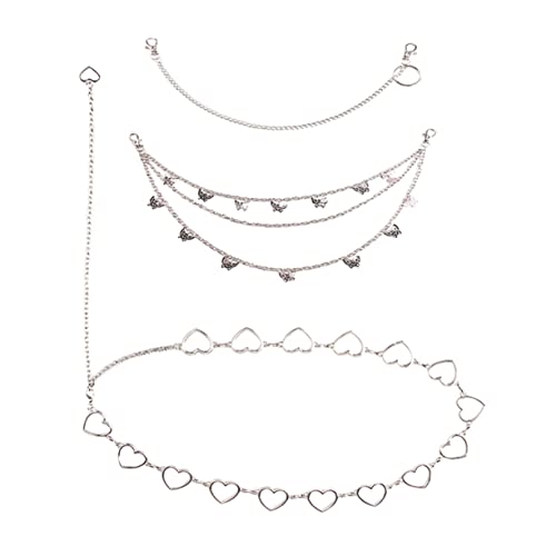 FOMIYES 3 Stück Teiliges Pants Chain mit Herz Schmetterlingen Modisches Accessoire für Jeans Rockkette Taillengürtel für Partys Festivals von FOMIYES