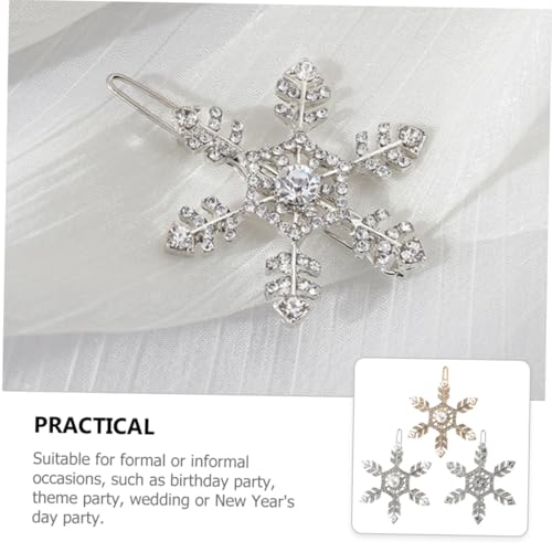 FOMIYES 3 Stück Teiliges Schneeflocken Haarspangen aus Legiertem mit Funkelnden Strasssteinen und Perlen Modischer Haarschmuck für Damen Festlich für Weihnachten Hochzeit und Alltag von FOMIYES