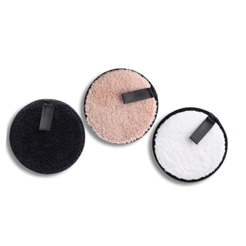 FOMIYES 3 Stück Teiliges Waschbares Makeup Entferner Mikrofaser Reinigungspads Doppelseitig Weich Sanft zur Gesichtsreinigung in Weiß Kaffee und Schwarz für Gründliche Porenreinigung von FOMIYES
