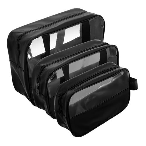 FOMIYES 3 Stück Transparentes Teiliges Kosmetiktaschen Set mit Reißverschluss Große wasserdichte Kulturbeutel mit Griff Vielseitige Make Up Organizer für Damen und Reisen von FOMIYES