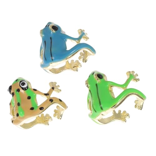 FOMIYES 3stücke Froschring Verstellbar Damen Aus Zinklegierung Offene Ringe Für Tierschmuck Naturmotiv Schlichte Tierringe Lustige Süße Ringe Für Alltag Party von FOMIYES