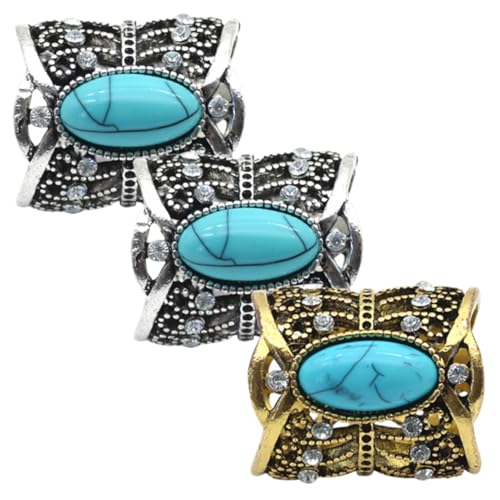 FOMIYES 3 Stück Vintage Schalclips mit Hohlornamenten und Natürlichem Türkis Schalverschluss aus Hochwertiger Strapazierfähige Halstuch Broschen für Damen Schmuck und Kleidungszubehör von FOMIYES