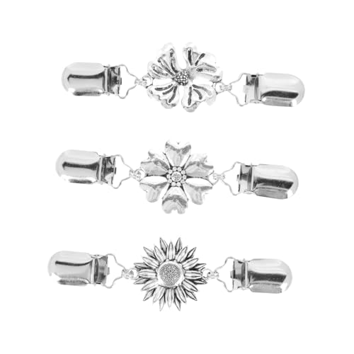 FOMIYES 3 Stück Vintage Strickjackenclips mit Sonnenblumen motiv Funkelnde Broschen für Pullover Cardigans und Blusen Vielseitiger Kragenverschluss für Damen und Mädchen von FOMIYES