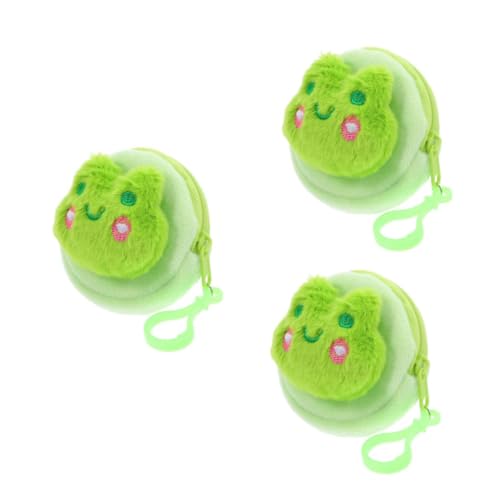 FOMIYES 3 Stück Weiches Plüsch Münzgeldbörse Frosch Design Kleine Tragbare Geldbörse für Münzen Schlüssel Kopfhörer Multifunktionale Aufbewahrungstasche für Alltag von FOMIYES