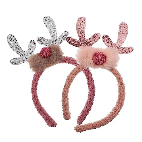 FOMIYES 3st Weihnachts-plüsch-tiara Rentiergeweih Stirnband Weihnachtshaarband Niedliches Ohrenstirnband Weihnachtsneuheit Stirnband Weihnachtskopfkissen Geschenk Kind Violett Karikatur von FOMIYES