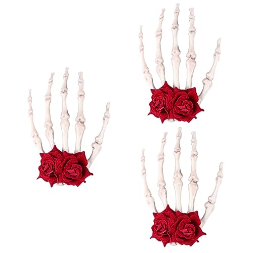 FOMIYES 3st Handknochen Haarnadel Skelett Hand Haarnadel Totenkopf Haarspangen Festival-skelett-haarspange Halloween-partyzubehör Halloween-partybevorzugung Fräulein Rosen Sport Teufel von FOMIYES