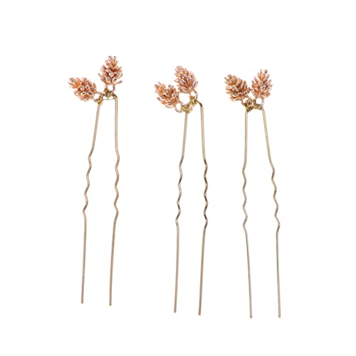 FOMIYES 3 Stücke Legierung Tannenzapfen Form Braut Haar Haar Dekorative Accessoires für Hochzeit Braut Schmuck Golden von FOMIYES