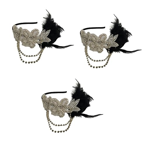 FOMIYES 3St Tolles Gatsby-Stirnband Kopfschmuck für den Abschlussball Turban-Stirnband Stirnband Stirnband Haarbänder Tiara Flapper-Kette Haarband Jahrgang Kopfbedeckung Schallwand von FOMIYES