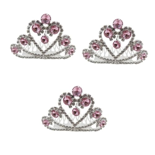 FOMIYES 3St Haaraccessoires für den täglichen Gebrauch Haarschmuck aus Strass kinder haarschmuck Tiara Kronenkamm Kronenhaarkamm für Kinder Temperament Kopfbedeckung Zubehör Rosa von FOMIYES