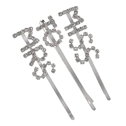 FOMIYES 3St Haarklemme die trauzeugen brautjungfer hair claw clip hochzeitsschmuck haarschmucken shine glänzendes Haar Buchstaben Haarspange Party Gold Haarnadel Brief Haarspange Silver von FOMIYES