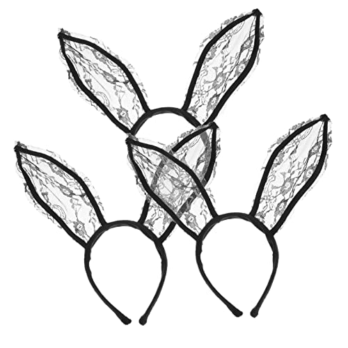 FOMIYES 3stücke Kaninchenohren Haarbänder Mit Spitze Hasenohr Stirnband Für Party Cosplay Accessoires Für Spitzen Haarband Für Geburtstage Und Festivals von FOMIYES