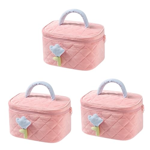 FOMIYES 3St Kosmetiktasche aus Cord aufbewahrungssack Storage Pockets süße Schminktasche Make-up-Tasche für Teenager Hautpflegetaschen für Teenager-Mädchen Hohe Kapazität Eimertasche Fall von FOMIYES