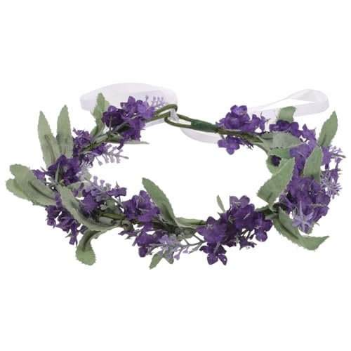 FOMIYES 3st Mexikanische Lila Blumengirlande Party-stirnband Blumenstirnband Für Frauen Lila Blumenkrone Haarschmuck Für Die Hochzeit Kronen-stirnband Braut-tiara Mädchen Stroh Fee von FOMIYES