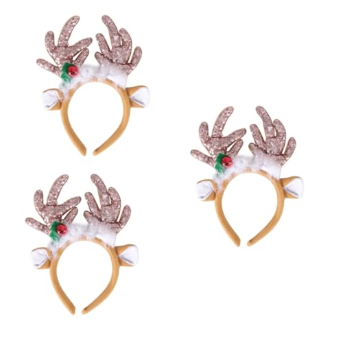 FOMIYES 3St Entzückende Haarreifen christmas haarreif christmas headband Partyzubehör für Erwachsene Weihnachtsgeweih Stirnband Glocken Kopfschmuck Geweih Haarbänder Hut Kopfbedeckung Kind von FOMIYES