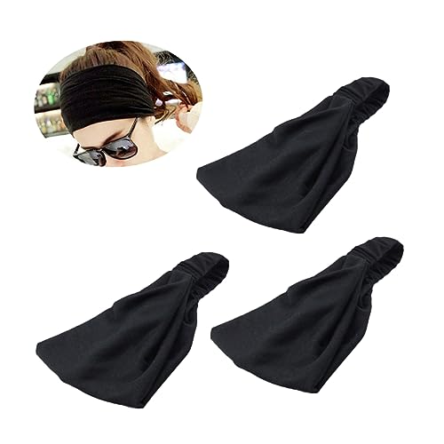 FOMIYES 3stücke Yoga-stirnband Rutschfest Für Frauen Pack Elastisches Sport-haarband Atmungsaktiv Schweißabsorbierend Schwarz Für Training Und Yoga von FOMIYES