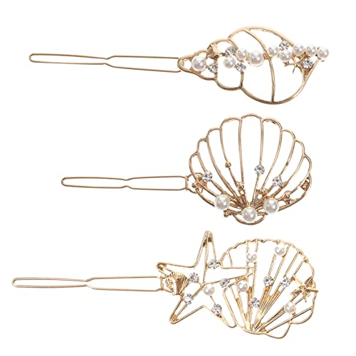FOMIYES 3stücke Perlen Haarspangen Aus Metalllegierung Für Frauen Und Mädchen Muschelhaarspange Als Geburtstagsgeschenk Oder Weihnachts-accessoire Elegant Und Langlebig von FOMIYES