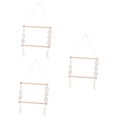 FOMIYES 3st Hängender Halter Organizer Für Haaraccessoires Haarklammer-organizer Haargummis Für Mädchen Makramee-wanddekoration Haarschleifen Aufhänger Tapisserie Veranstalter Holz von FOMIYES