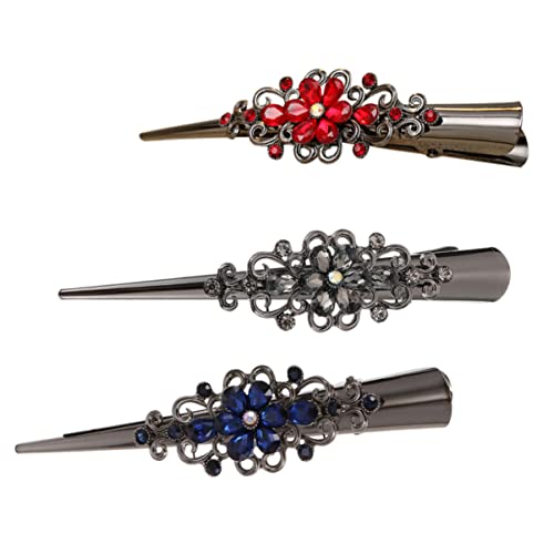 FOMIYES 3 Stück Retro Entenschnabel Haarclips Für Mädchen Haarklammern in Schwarz Blau Und Rot Bequem Rutschfest Für Friseur Und Alltagsgebrauch Haarschmuck Für Damen Und Mädchen von FOMIYES