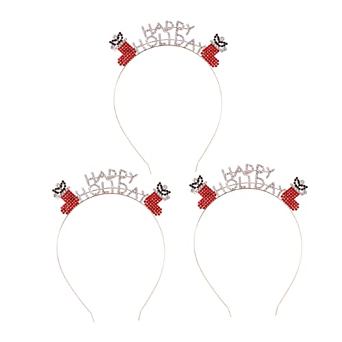 FOMIYES 3st Urlaub Haarreifen Strass-party-kopfschmuck Weihnachtsparty Liefert Buchstabe Stirnband Für Frauen Weihnachtsstirnband Weihnachtsparty-kopfhörer Geschenk Festlich von FOMIYES