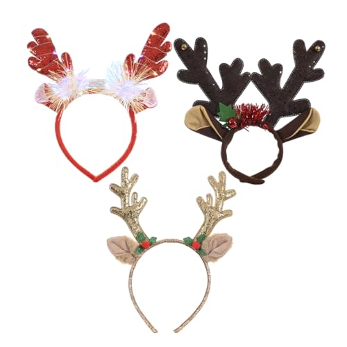 FOMIYES 3stücke Leuchtender Rentier-haarreif Für Weihnachten Niedliche Party-stirnbänder Mit Hirschgeweih Für Festliche Anlässe Für Junge Mädchen Und Erwachsene von FOMIYES
