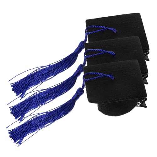 FOMIYES 3stücke Mini Doktorhut Haarspangen Quasten Haarnadeln Für Abschlussfeiern Farbiges Haaraccessoire Für Erwachsene Und Junge Mädchen Blau von FOMIYES