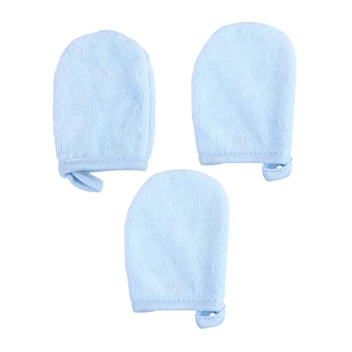 FOMIYES 3stücke Gesichtsreinigungshandschuhe Blau Mit Puderquaste Und Verdickten Reinigungspads Make-up-entferner Wiederverwendbar Für Effektive Abschminkung Und Kosmetikreinigung von FOMIYES