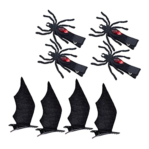 FOMIYES 4 Paare Halloween-haarspangen Halloween-haarteil Teufel Haarspangen Spinnenkopfschmuck Halloween-spinnen-haarspangen Halloween-haare Fledermaushaar Eisen Mädchen Kind Kleidung von FOMIYES