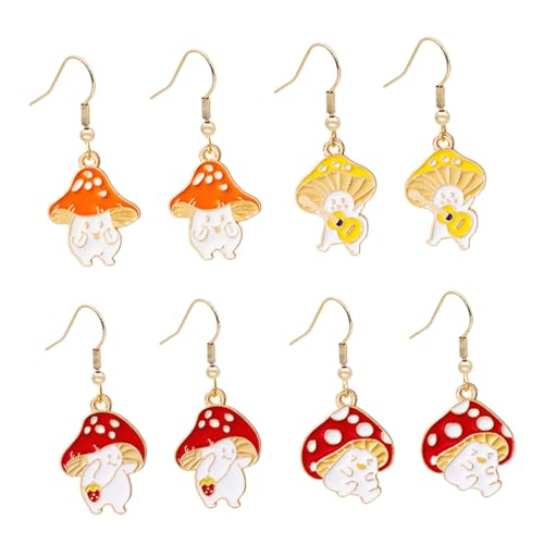 FOMIYES 4paare Pilz Ohrringe Cartoon Frauen Ohrhänger Mädchen Ohrschmuck Pilzohrringe Cartoonohrringe von FOMIYES