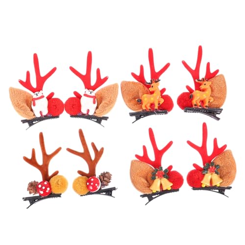 FOMIYES 4 Paare Haarnadel aus weihnachtlichem Fellknäuel Weihnachtshaarband Geweih Haarspange haarschmuck Haarspangen bunte Haarnadel Weihnachtsdekoration Weihnachten Kind von FOMIYES